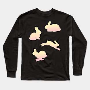 Pastel Easter Bunny Rabbit Pink and Yellow Long Sleeve T-Shirt